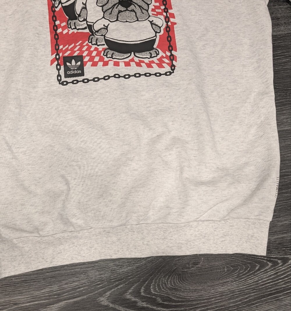 Adidas Light Gray Sweatshirt with Red and Black Graphic